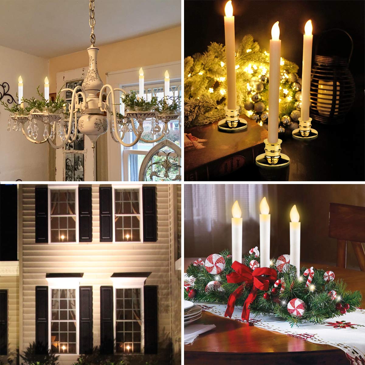 Kithouse 6 Set Christmas Window Candles Lights With Timer Battery Operated Electric Led Taper Candles Flameless For Windows, Gol